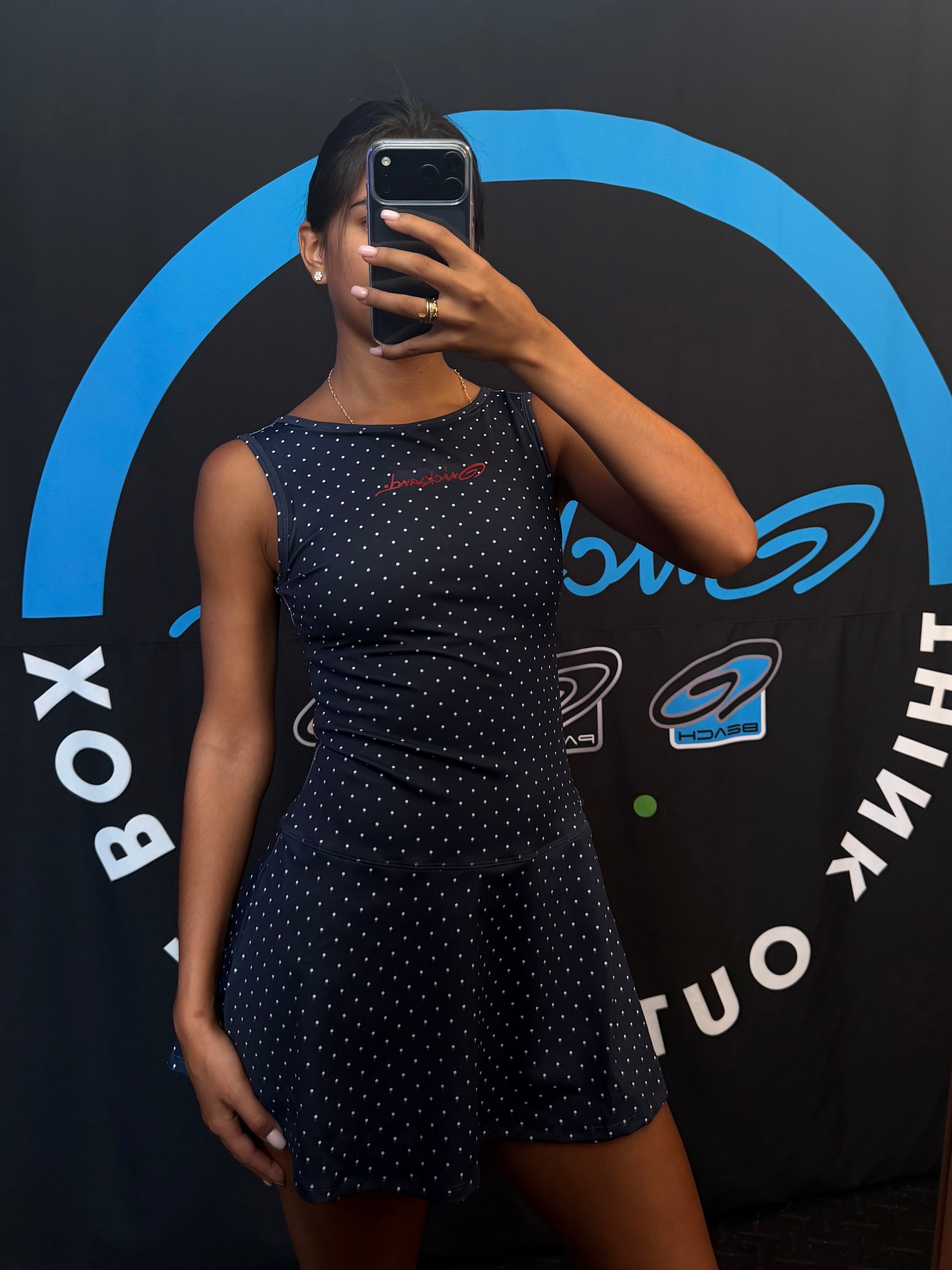 Polka Dot Print A-Line  Dress with Drop Waist Modern
