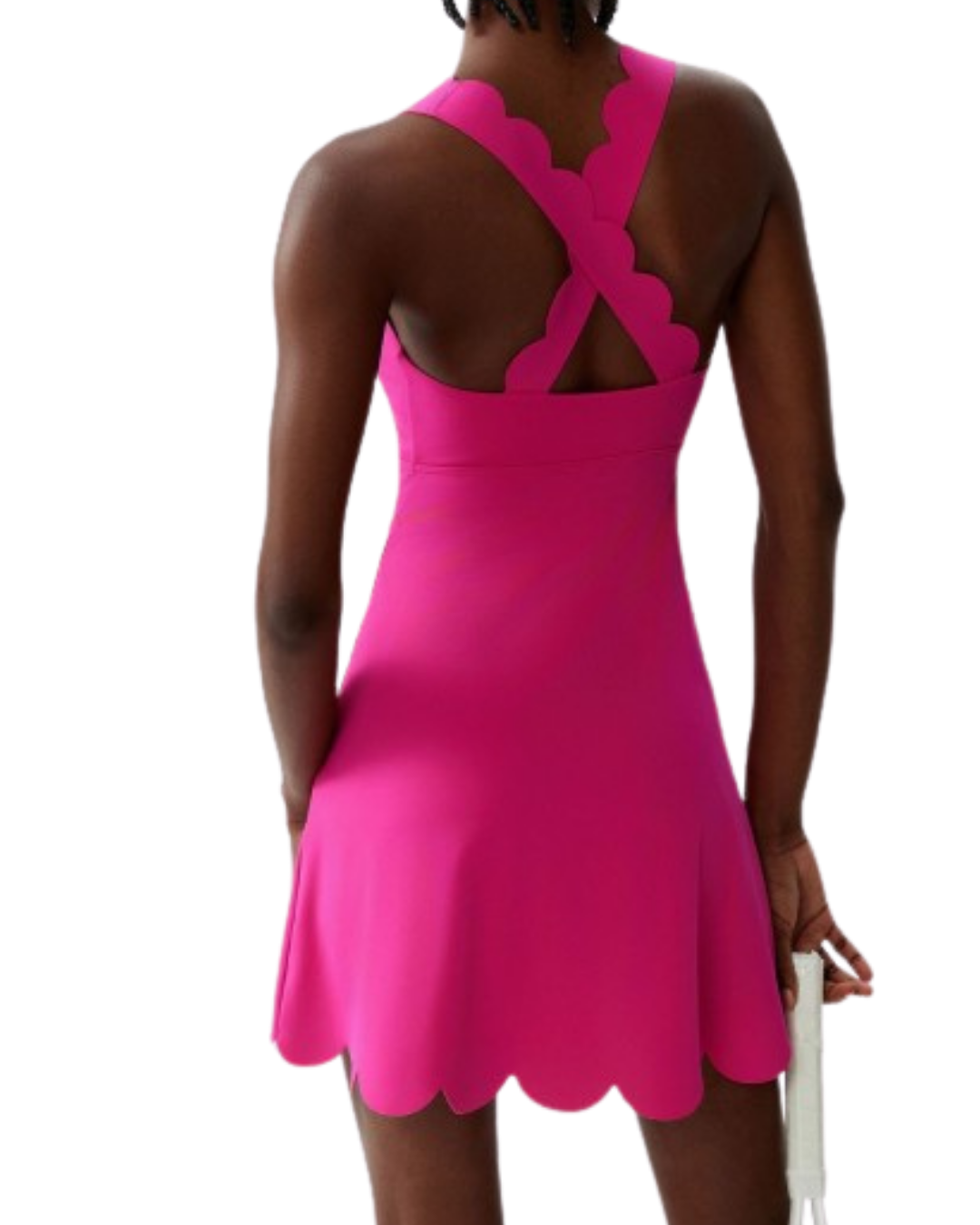 QS-Scallop Crossover Back Active Dress